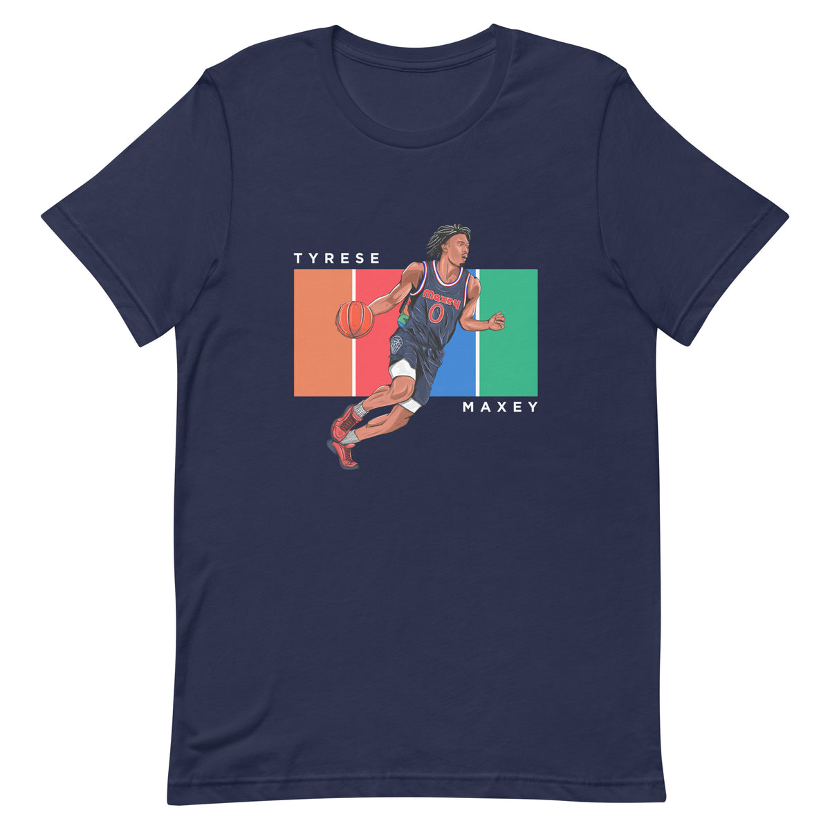 Maxey Spectrum Tee Navy – Sixth Man Shop